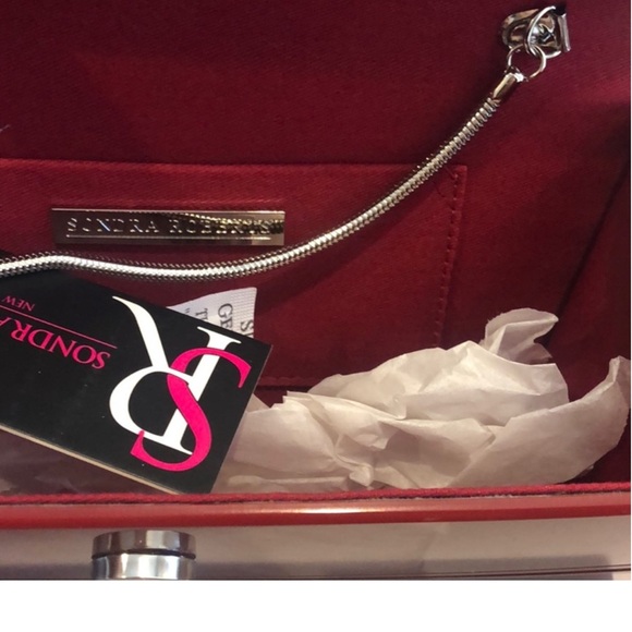 Red Lucite Resin Hard Clutch with Chain inside-boutique - Picture 7 of 12